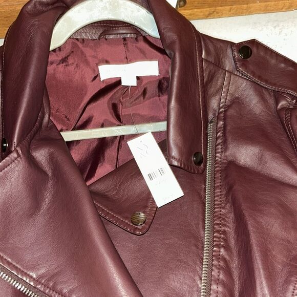 NWT New York & Company PU Leather Jacket Brown - Picture 3 of 7